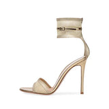 Black Gold Sexy Net Cloth Lace Super High Heels Sandals Large Size Fashion Women's