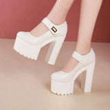 Model Training Special High-Heeled Women Large-Size Thick-Heeled High-Heel Velcro Cheongsam Catwalk Show Single-Shoe