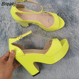 Women Sandals Summer Sexy Peep Toe Buckle Strap Sandal Platform Thick High Heels Black Party Red Wedding
