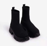 Breakj Size 43 Couple Socks Boots 2025 Autumn New Thick-Bottom Leisure Knitted Short Boots Women's Thick-Bottom Mid-Sleeve Women's