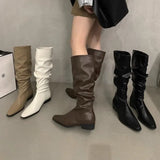 Fall 2023 Western Skinny Square Head Low Heel Female