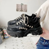 Breakj Sneakers Women's 2025 Spring And Autumn New Round Head Tie With Wheat Ears Casual Running Shoes Fashion Dad
