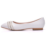 Breakj Wedding Shoes Crystal Shoes Wedding Dress Wedding Dress Comfortable Korean Version Of Tuxed Pearl Water Diamond Dinner White Women