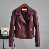 Autumn Faux Leather Jacket Women Turndown Collar Pu Motorcycle Black Punk Coat Female Rivet Zipper