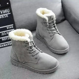 Women Snow Boots Flat Lace Up Winter Plush Platform Ladies Warm Shoes 2019 New Flock Fur Women's Suede Ankle Boots flats