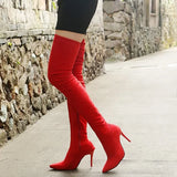 Size Brand High Quality Women Boots Winter Boots High Heeled Stretch Long Boots Over The Knee High Boot Black Party