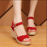 Summer New Open-toed Fish Head Fashion Waterproof Platform Waterproof Platform High-heeled Wedge Sandals Women's