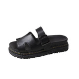 Breakj New Large-Size Slippers Women Thick-Bottomed A Buckle Solid Color Casual Cold Slippers