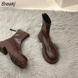 New Platform Shoes Women Boots Round Toe Zipper Spring Autumn Fashion Ankle Female Botines De Mujer Chelsea