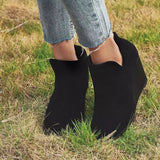 Breakj Autumn And Winter New Flat Bottom Slope And Short Boots Women's Round Head Side Zipper Large-Size