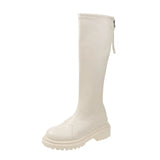 Breakj Knee Boots Women's Medium Boots And Velvet 2024 New Thick Bottom Small Martin High Knight