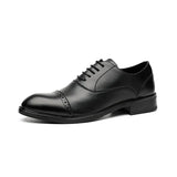 Breakj Men's Leather Shoes Pointed British Wind Derby Shoes Casual Three Joint Business Dress Groom Wedding Shoes
