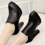 Mouth Single Shoes 2023 Autumn Korean Version Pointed Thick Heels For Ladies Waterproof Platform Size 40-43 Women's