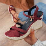 Breakj Buttoned Sandals Woman In The Summer Of 2025 New Korean Version Of The Thick Bottom Slope With Fish Mouth High Heel Roman Sandals