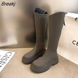 Platform Knee High Women Boots 2023 Spring Thick Heels Square Toe Punk Long Boots Autumn Winter Zipper Ladies