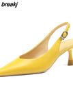 Size 34-40 Women Sandals 2023 Genuine Leather Sexy Thin Heels Shoes For Women Backsling Summer Sandalias Office