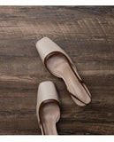 Breakj Heel Square Head Brown Bag Head Sandals Women 2025 Summer Light-Mouthed High-Heeled Shoes Sandals Women's