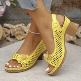 Breakj Flower High-Heeled Sandals Women 2025 Summer New Fashion Coarse Heel Buckle With Women's