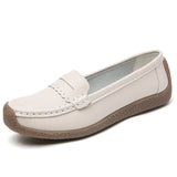 For Women 2023 Summer Leather Slip On Beige Casual Walking Ladies Shoe Fashion Non-Slip Soft Sole Loafers Zapatos