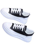 Shoes Female Rubber PU Leather Face Pure Color Muffin Bottom 2024 Simple Fashion Casual Small White Shoes