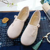 Breakj Shoes Beef Tendon Bottom Ethnic Wind Cloth Shoes Retro Plate Buckle Pure Color Literary And Art Sen Tea Art Women's Singles