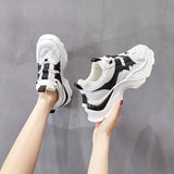 Size 35-40 Women Casual Sneakers Platform Shoes For Women Real Leather Lace Up Heels Pump Cosy Breath Student