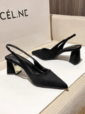 Show Thin Suede High Heel Single Shoes Female Temperament 2023 New Spring And Summer Thick Heel Simple After Empty Head