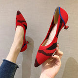 White/Red Pumps Woman Kitten Low Heels Princess Shoes Ladies Office Dress Fly Weave Brides Wedding Shoes Luxury