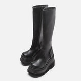 Women's Shoes Size 43 Gothic Platform Boots Motorcycle Rider Boots Knee High Boots Chunky Heel Zipper Women's