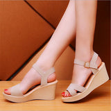 Summer New Open-toed Fish Head Fashion Waterproof Platform Waterproof Platform High-heeled Wedge Sandals Women's