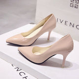 Shoes Pointed Toe Pumps Patent Leather Dress High Heels Boat Shoes Wedding Shoes Zapatos Mujer White Blue