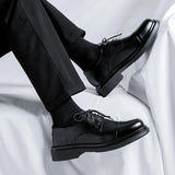 Breakj Business Leisure Handmade Platform Men's Shoes Tie British Style Trend Men's Small Leather Shoes