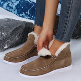 Size Thick Plush Snow Boots Women Faux Suede Flat Heels Fur Winter Shoes Woman Slip On Keep Warm Ankle Botas Femininas