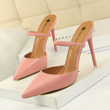 Breakj Retro Simple Baotou Slippers With High With Shallow Pointed Out A Word With Female