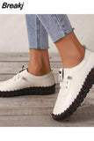 Retro Sewing Sneakers for Women Shoes Non-slip Loafers Fashion Lace Up Casual Shoes Female soft Mom Shoe Zapatillas