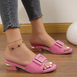 Breakj Buckle Slippers Women 2025 Summer New Large-Size Fashion Fish Mouth Comfortable Wearing Low-Heeled One-Word