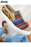 Women Casual Shoes Loafers Snake Printing Ladies Canvas Patchwork Platform Autumn Sneakers for