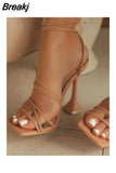 New Summer Fashion High Heels Women Lacing Sexy Woman Pumps Gladiator Sandals Wedding Party Shoes on Heels Zapatillas