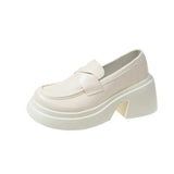 Leather Shoes Female 2024 Spring And Autumn New Fashion Round Head Thick Heel British Wind Thick Platform Loafers A Foot Pedal Single Shoe