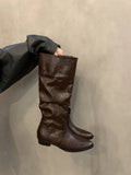 Breakj Coarse Heel Tip-Tap Pile Boots Long Boots Women's Shoes 2025 New Spring And Autumn Winter Mid-Skinny Knight