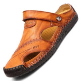 Leather Men Sandals Summer Baotou Casual Man Slippers Convenient Slip on Male Sandals Outdoor Trekking