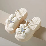 Breakj Fragrant Temperament Foot Slippers 2025 Summer Long Standing Non-Slip Shoes Solid Color Loose Cake Thick Bottom Cool Slippers