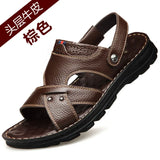 Non-Slip Sandals Cow Leather Men's Soft Bottom Wear-Resistant Slippers Dual-Purpose Breathable