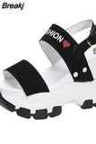 Sandals 8.5CM Wedge Heels Sneakers New Women Beach Flip Flop High Platform Casual Sandals Breathable Walking