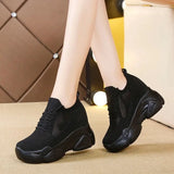 Breathable Air Mesh Chunky Sneakers Women 2023 Spring Summer Knitted Height Increasing Shoes Woman White Casual