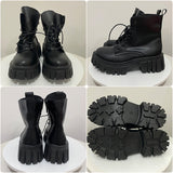 2023 New Women White Ankle Boots PU Leather Thick Sole Lace Up Combat Booties Female Autumn Winter Platform Shoes