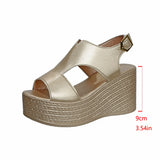 Breakj Sandals Women's Large Code 2025 Summer New Sloped Sandals High Heel Waterproof Table Buckle Women's