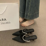 Breakj High-End Water Drill With A Front Half Slippers Women Wear 2025 New Pointed High And Muller