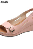 Women Sandals Slip On Wedge Heels Sandals Summer 2023 New Wedges Shoes Women Soft Heeled Sandals Female Elegant Sandalias