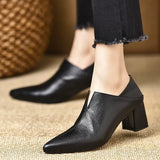 Breakj Mouth High Heels Tips In The Heel Single Shoes 2025 Spring And Autumn New Fashion Thick Heel Temperament Soft Leather Single